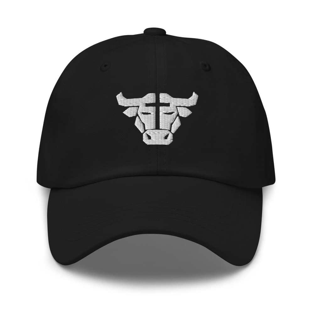 Emblem Hat in Black, embroidery front large